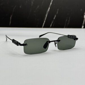 NEW GUCCI SUNGLASSES BLACK UNISEX RECTANGLE EYEWEAR GUCCI GG1808S 001